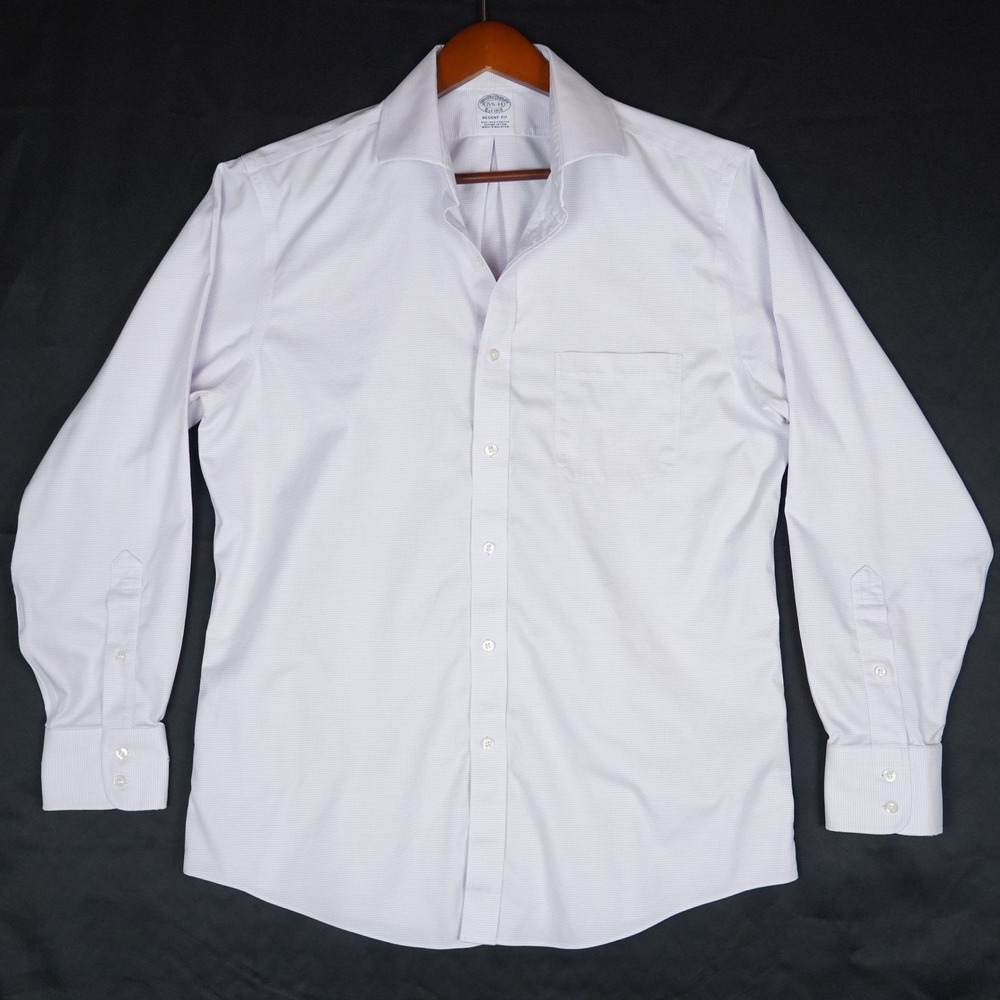 Brooks Brothers Dress Shirt Mens 15.5 33 Purple Micro Check Supima Regent Fit